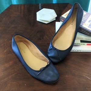 Talbot's Navy Leather Ballet Flats